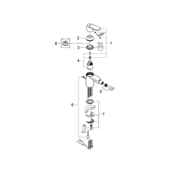 Смеситель для биде Grohe Eurosmart Cosmopolitan (32840000)