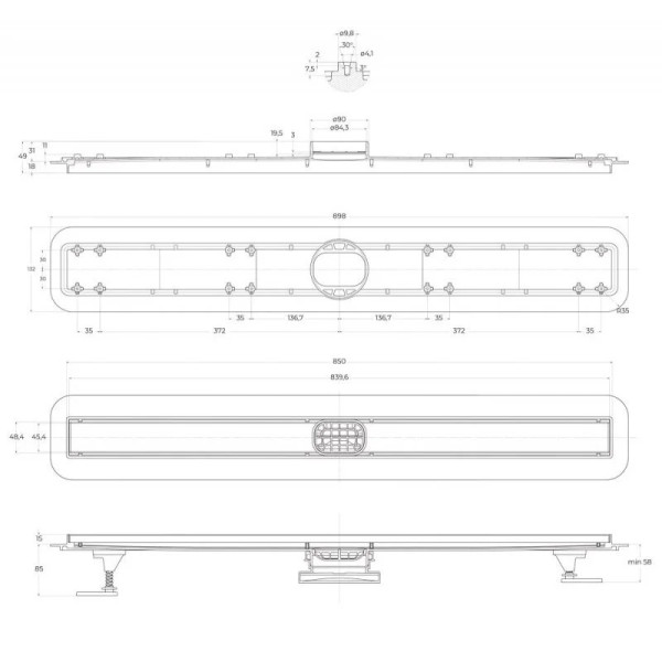 Душевой лоток BelBagno Luce 900 мм черный (BB-LD-Luce-90-NERO) Душевой лоток BelBagno Luce 900 мм черный (BB-LD-Luce-90-NERO)