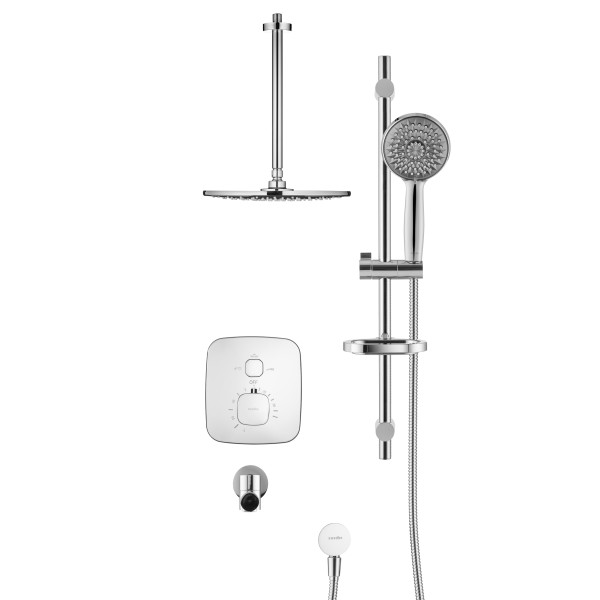 Смеситель для ванны и душа Swedbe Platta встраиваемый термостат с верхним душем и повортн.изливом хром, серый (5561G1)