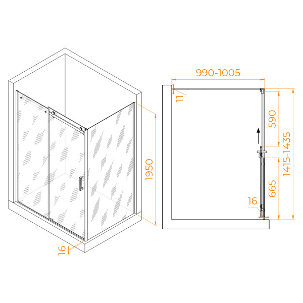 Душевой уголок RGW Tornado 140x100 стекло прозрачное, профиль хром (02074440-11) Душевой уголок RGW Tornado 140x100 стекло прозрачное, профиль хром (02074440-11)