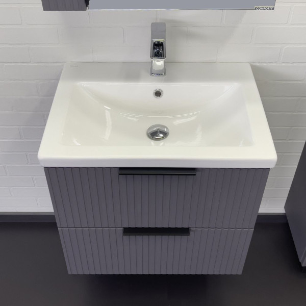 Тумба подвесная Comforty Лима 600x500x450 антрацит матовый с раковиной (00-00019176)