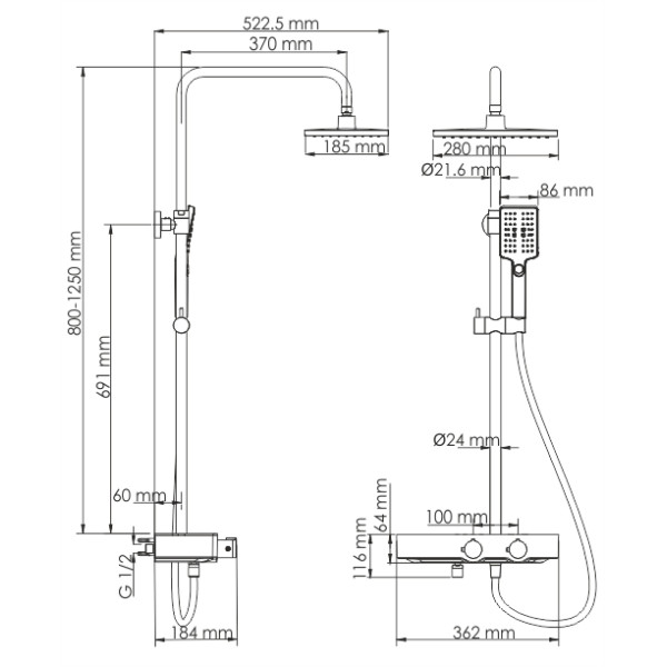 Душевая система WasserKRAFT Хром (A11301) Душевая система WasserKRAFT Хром (A11301)