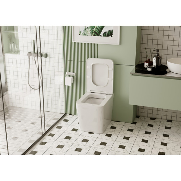 Унитаз напольный ABBER Rechteck белый, безободковый (AC1211)