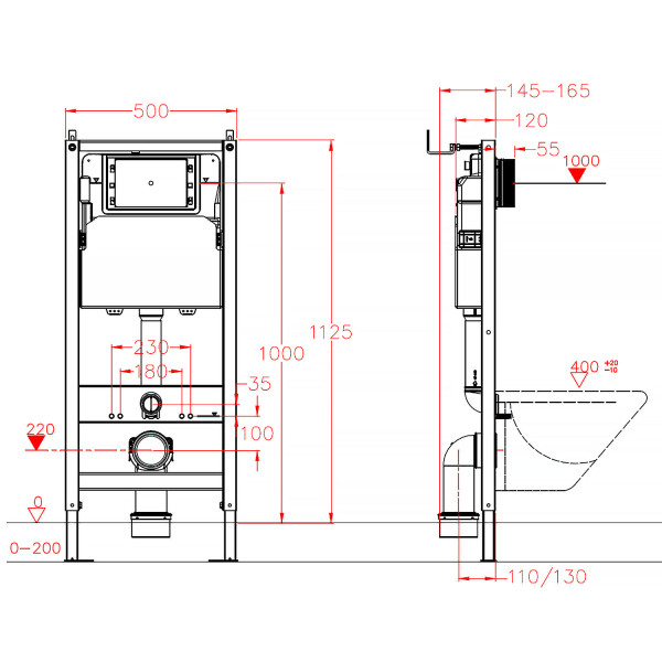 Инсталляция для подвесного унитаза Azario 3/6л