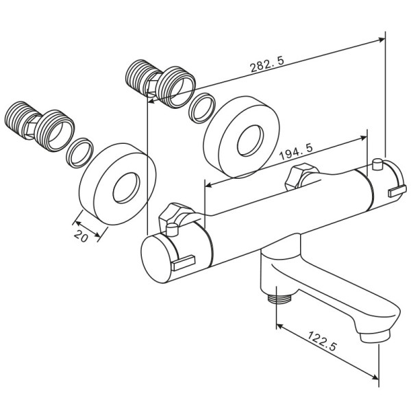 Смеситель для ванны и душа Melodia della vita Rock хром (MDV32006)