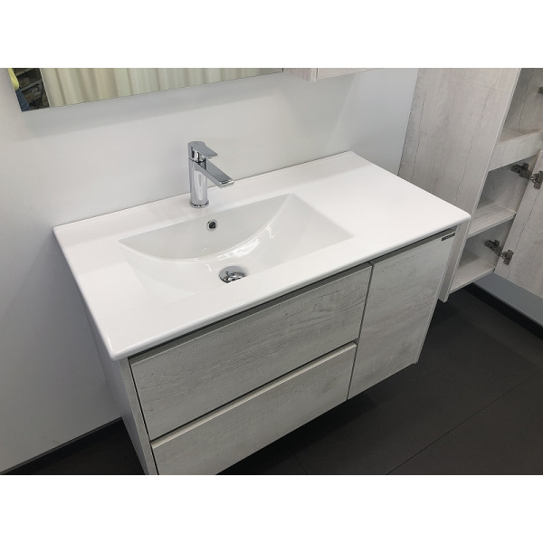 Тумба подвесная с раковиной Comforty Бремен 900x465x555 дуб белый (00004142375)