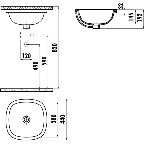 Раковина встраиваемая Creavit Solo 44x44 белая (SO037-00CB00E-0000)