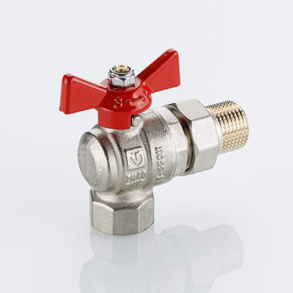 Кран угловой 1/2" шаровый со сгоном Valtec Base-ГОСТ (красная бабочка) VT.228S.N.04