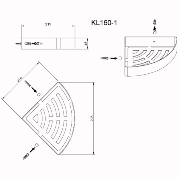 Полка угловая одноэтажная хром Azario (AZ-160)