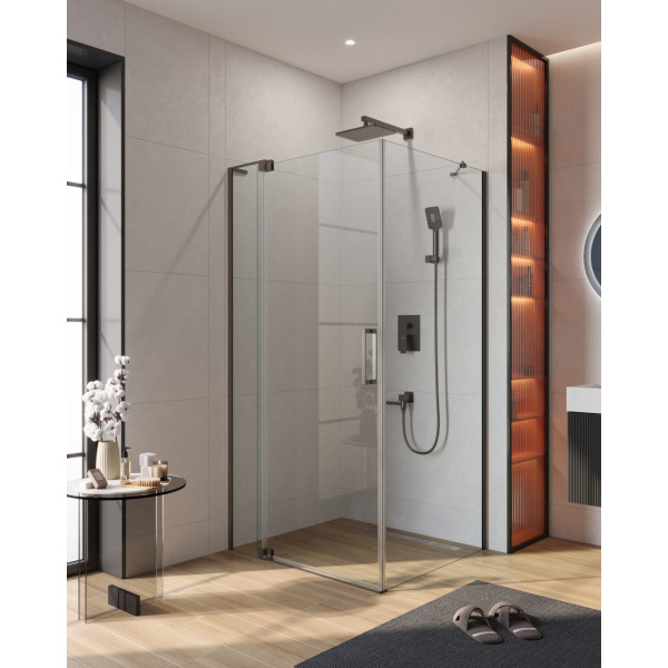 Душевой уголок Cezares Slider 80x100x195 стекло прозрачное, профиль оружейная сталь (SLIDER-AH-1-100-80/90-C-GM)