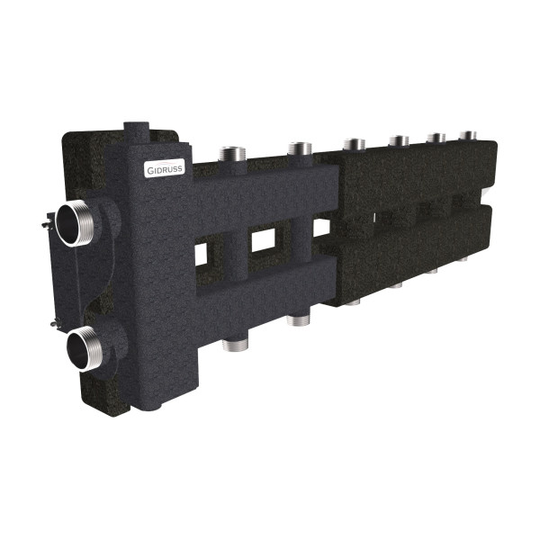 Коллектор балансировочный Gidruss BM-80-7DU.EPP (до 80 кВт, подкл. котла G 1 1/4", 3+3 контура G 1", боковой контур G 1 1/4", 4D-кронштейны K.UMS, EPP Коллектор балансировочный Gidruss BM-80-7DU.EPP (до 80 кВт, подкл. котла G 1 1/4", 3+3 контура G 1", боковой контур G 1 1/4", 4D-кронштейны K.UMS, EPP