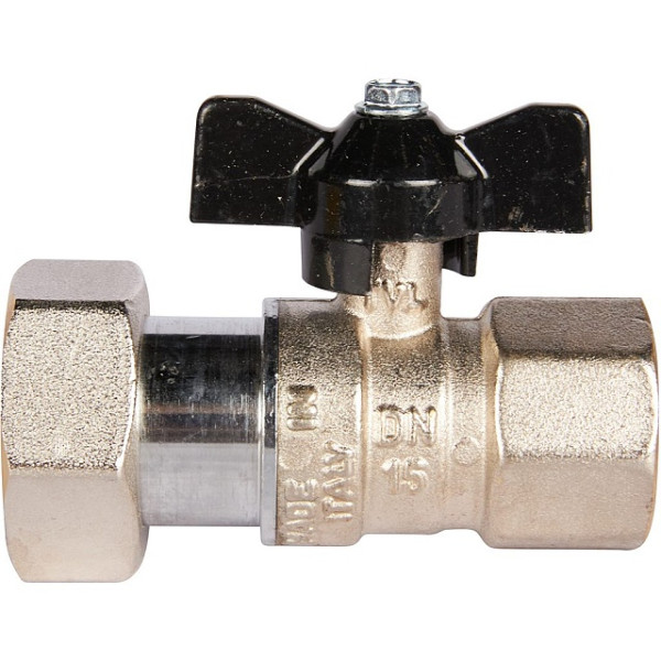 Кран 3/4"*1" ВВ шаровой с накидной гайкой Stout (черная бабочка) (SVB-0009-002025)