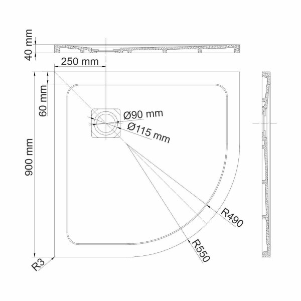 Душевой поддон Wasser Kraft Rhin 90x90 (44T01)