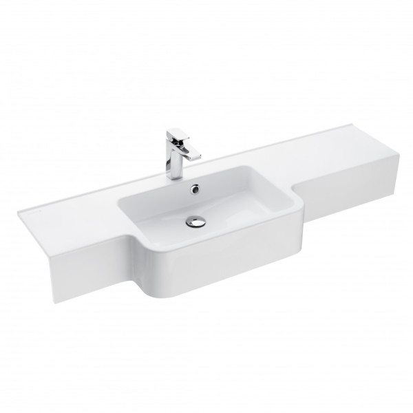 Раковина подвесная Aquaton Hotel 129x40,5x16,5 L белый (1.A709.8.31P.I01.L)