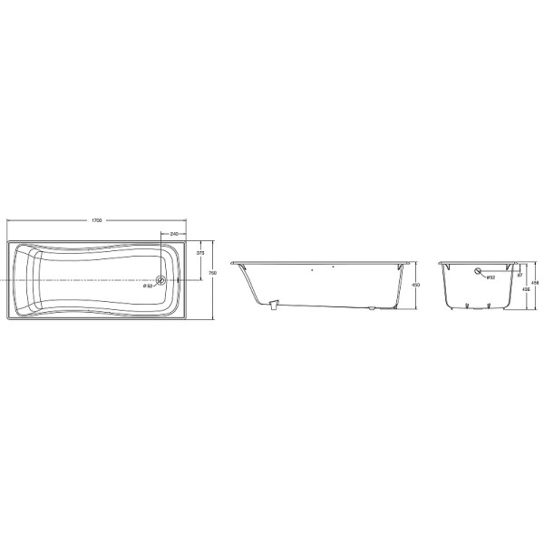 Ванна чугунная Jacob Delafon Bliss 170x75 белая (E6D902-0)