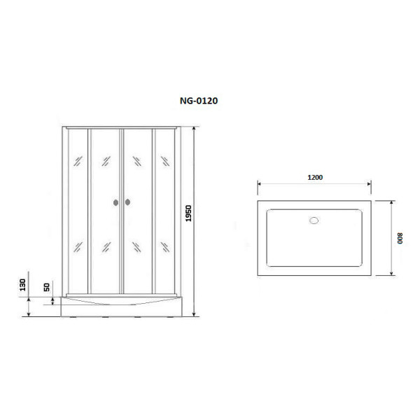 Душевой уголок Niagara Nova 1200*800*1950 стекло прозрачное, профиль черный (NG-0120-14)