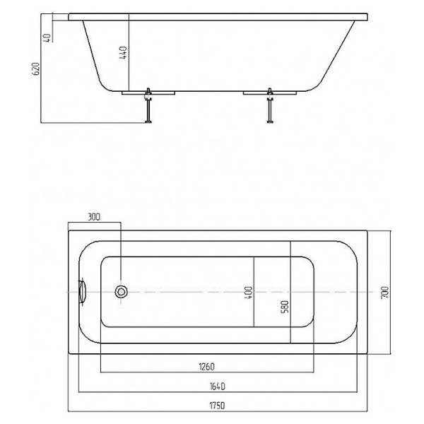 Ванна акриловая Azario Bella 175x70x62 белая (AV.0020175)