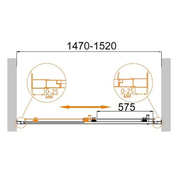 Душевая дверь Cezares Molveno 150x195 стекло матовое, профиль хром (MOLVENO-BF-1-150-P-Cr)