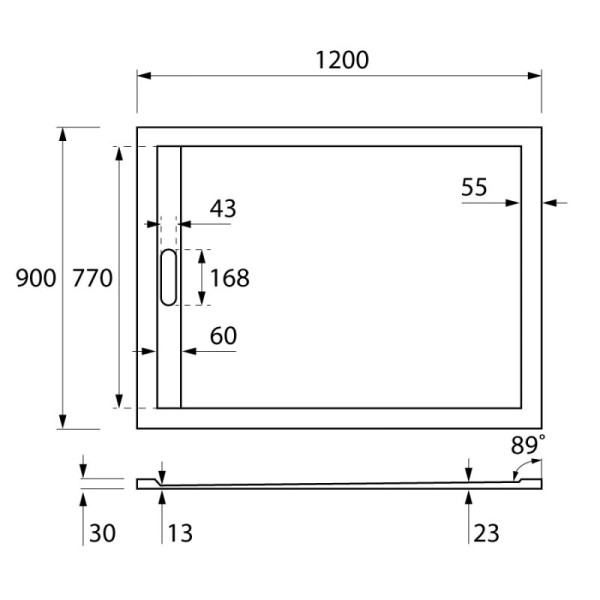 Душевой поддон из искусственного мрамора Cezares 120x90x3 белый (TRAY-AS-AH-120/90-3-W)