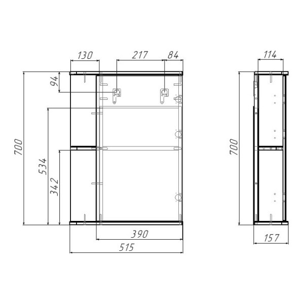 Шкаф зеркальный Домино Норма 1-50 правый (DA1602HZ) Шкаф зеркальный Домино Норма 1-50 правый (DA1602HZ)