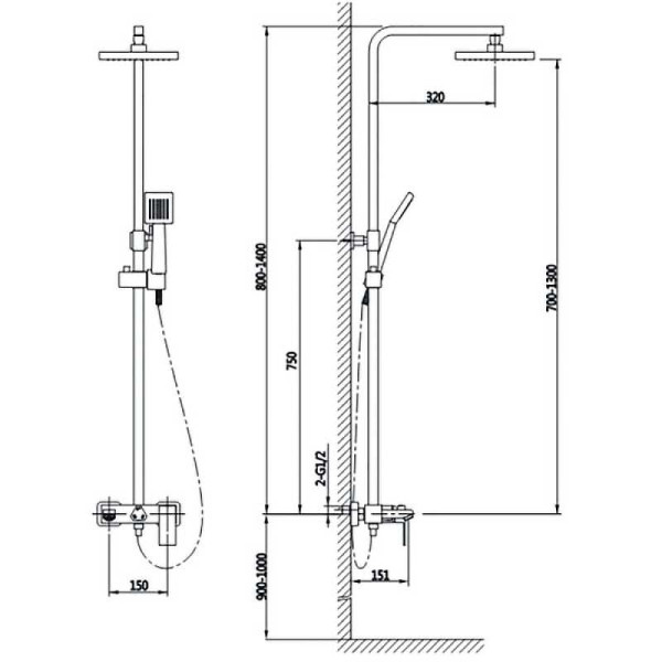 Душевая система Timo Briana золотая (SX-7130/17) Душевая система Timo Briana золотая (SX-7130/17)