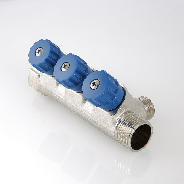 Коллектор 3 отв. регулируемый 1"*1/2"Н Valtec (никель, с комплектом ручек) (VTc.560.N.0603) Коллектор 3 отв. регулируемый 1"*1/2"Н Valtec (никель, с комплектом ручек) (VTc.560.N.0603)