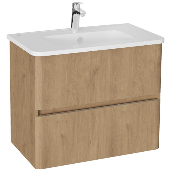 Тумба подвесная Vitra Mia Plus Round с 2 ящиками с раковиной 80 см цвет золотой дуб (69825)