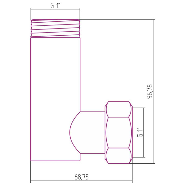 Уголок переходной Сунержа стилье 1"Нx1 накидная гайка (02002-0110)