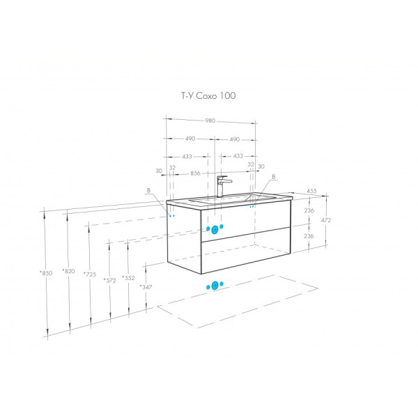 Тумба подвесная Aquaton Сохо 980x455x476 дуб веллингтон, черный софт (1.A258.2.01A.JA0.0)