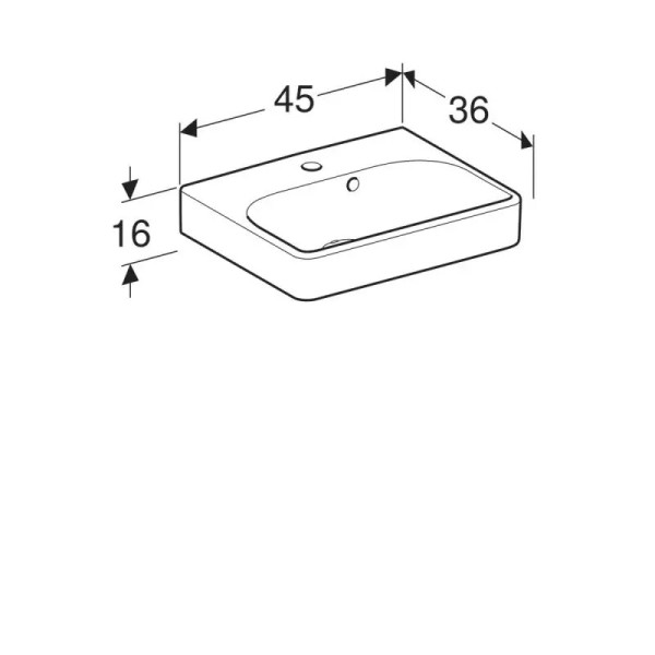 Раковина подвесная Geberit Smyle Square 45х36 с отверстием под смеситель и перелив, белая (500.222.01.1)