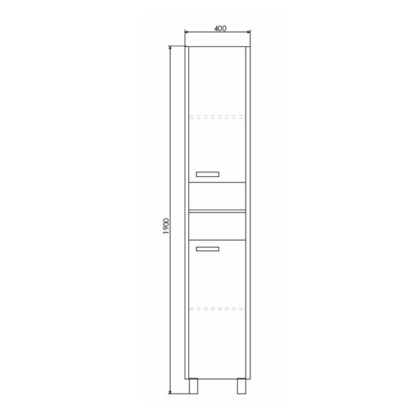 Пенал напольный Comforty Сочи 400x1900x300 белый глянцевый (00-00001624)
