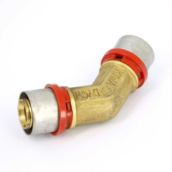 Соединение угловое Tiemme 26*26 45 гр. латунь (пресс) (1650197 / 1661G262600CZ)