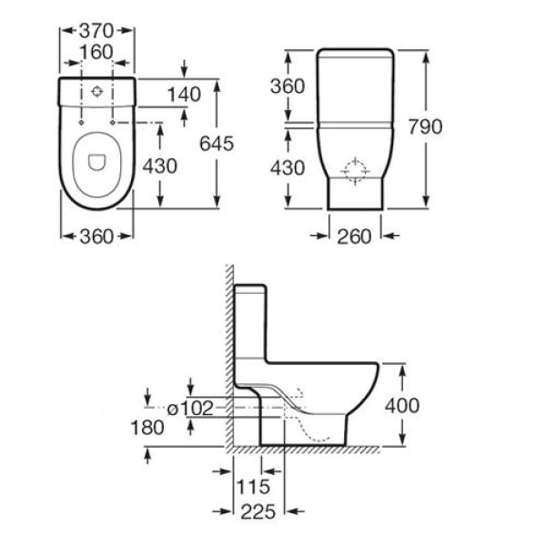 Унитаз напольный Roca Meridian New 645х370х790 (342247000)