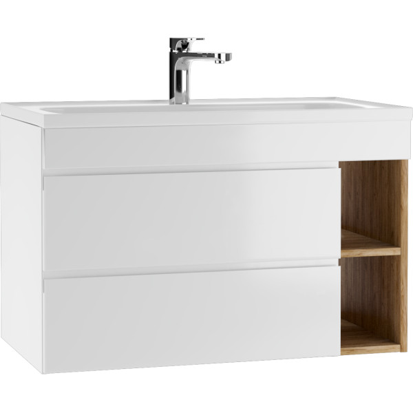 Тумба подвесная под умывальник Absolute 80 Frost с двумя ящиками В2 Домино (DF3402T)