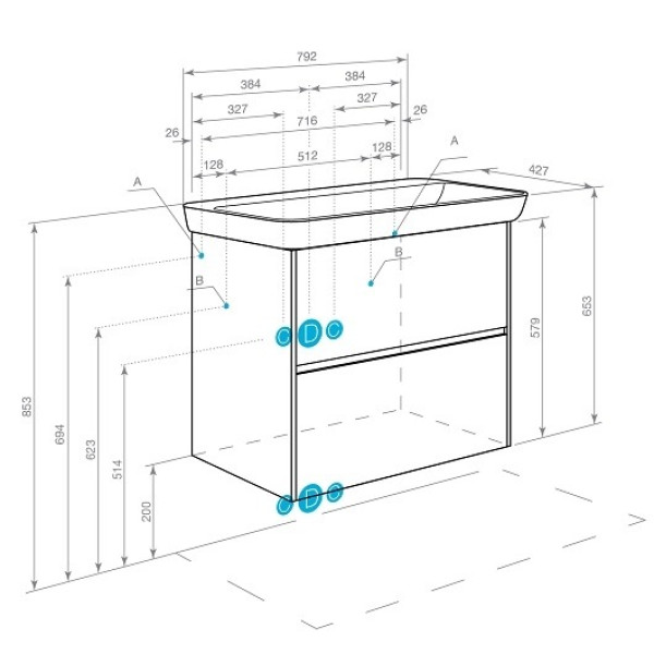 Тумба-умывальник Aquaton Сканди 80 Бел/Дуб Верона/1WH501772 Раковина Адриана 80 (1A2830K0SDB20)