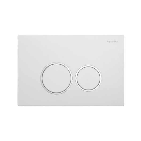 Смывная клавиша Aquanika Basic (два режима слива, механическое, белый/кольца хром)  (39479)