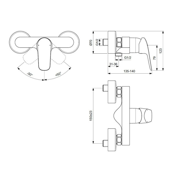 Смеситель для душа Ideal Standard Ceraflex хром (B1720AA)