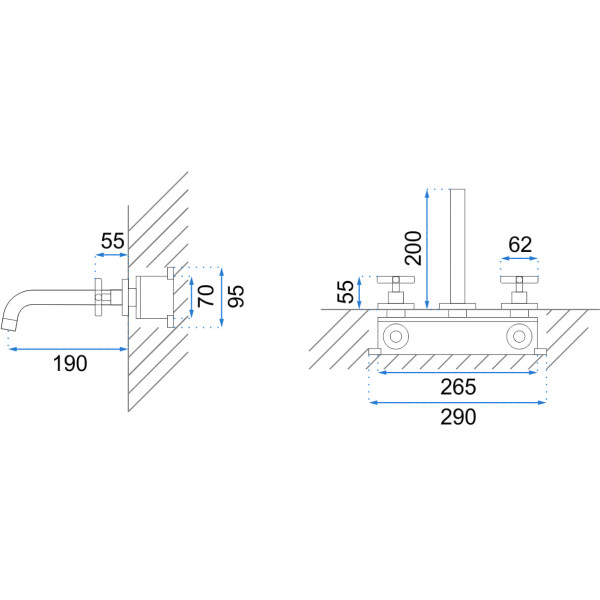 Смеситель для раковины скрытого монтажа REA EXIT Black mat (REA-B8000)