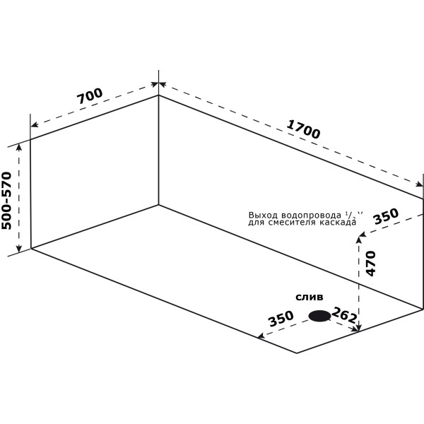 Ванна акриловая Azario Бали 170x70x44 белая (БАВ0103)