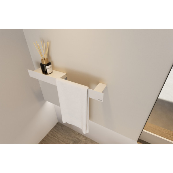 Полка с полотенцедержателем Abber Nischen 60x10,3x6 белая матовая (AN3011MW)