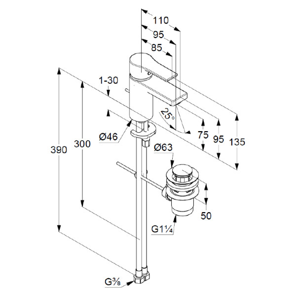 Смеситель для раковины Kludi Zenta SL хром, донный клапан (482600565) Смеситель для раковины Kludi Zenta SL хром, донный клапан (482600565)