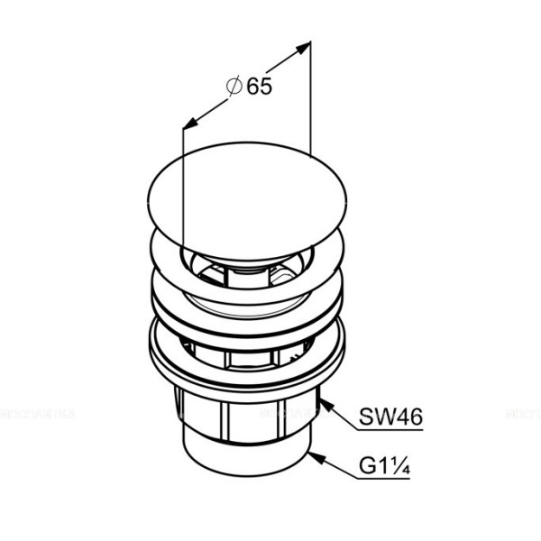 Донный клапан для раковины Kudi Push-Open хром (1042605-00)