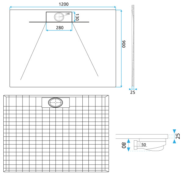 Душевой поддон REA Bazalt Long White 120x90 (REA-K3322)