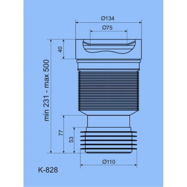 Отвод для унитаза гофрированный АНИ 110 мм. с мягкой манжетой (230-530 мм.) АНИ пласт (K828)