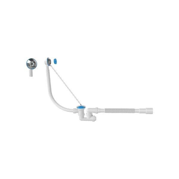 Обвязка для ванны Nova с выпуском 1 1/2"х40 F-образный сифон с гибкой трубой 1 1/2"х40/50 (с пласт. цепочкой) (1525) Обвязка для ванны Nova с выпуском 1 1/2"х40 F-образный сифон с гибкой трубой 1 1/2"х40/50 (с пласт. цепочкой) (1525)