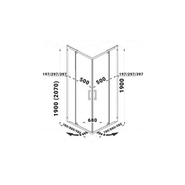 Душевой уголок Triton Каппа-Хром 90x90 стекло прозрачное, профиль хром, без поддона (DK300)