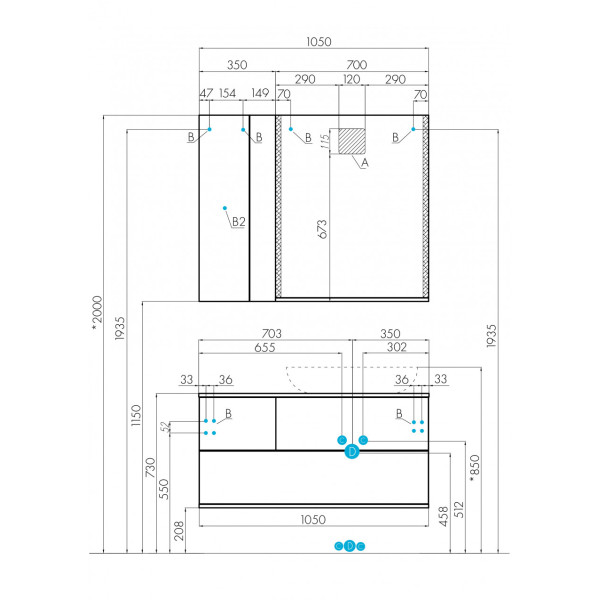 Тумба подвесная Aquaton Терра 1050x454x522 дуб кантри, антрацит (1.A246.9.01T.EKA.0)