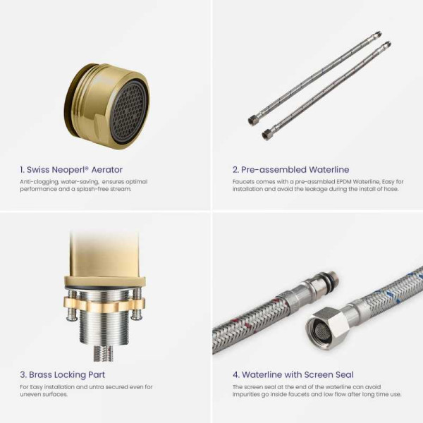 Смеситель для раковины Timo Selene золотой, короткий излив (3011/17F)