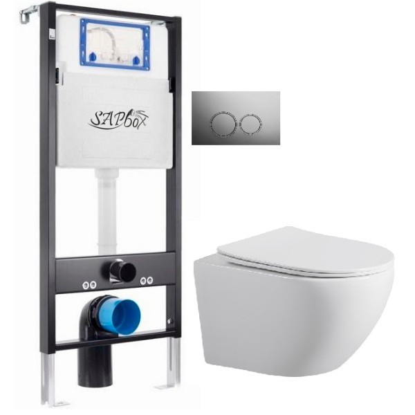 Комплект инсталляция с унитазом Sapbox Sbox Notis с клавишей хром (SET.SBOX7262W.0219)