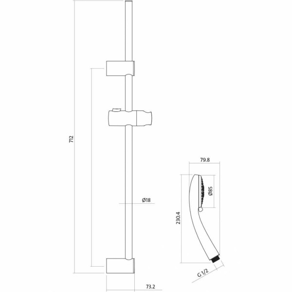 Душевой гарнитур Cersanit Vibe (А63067)